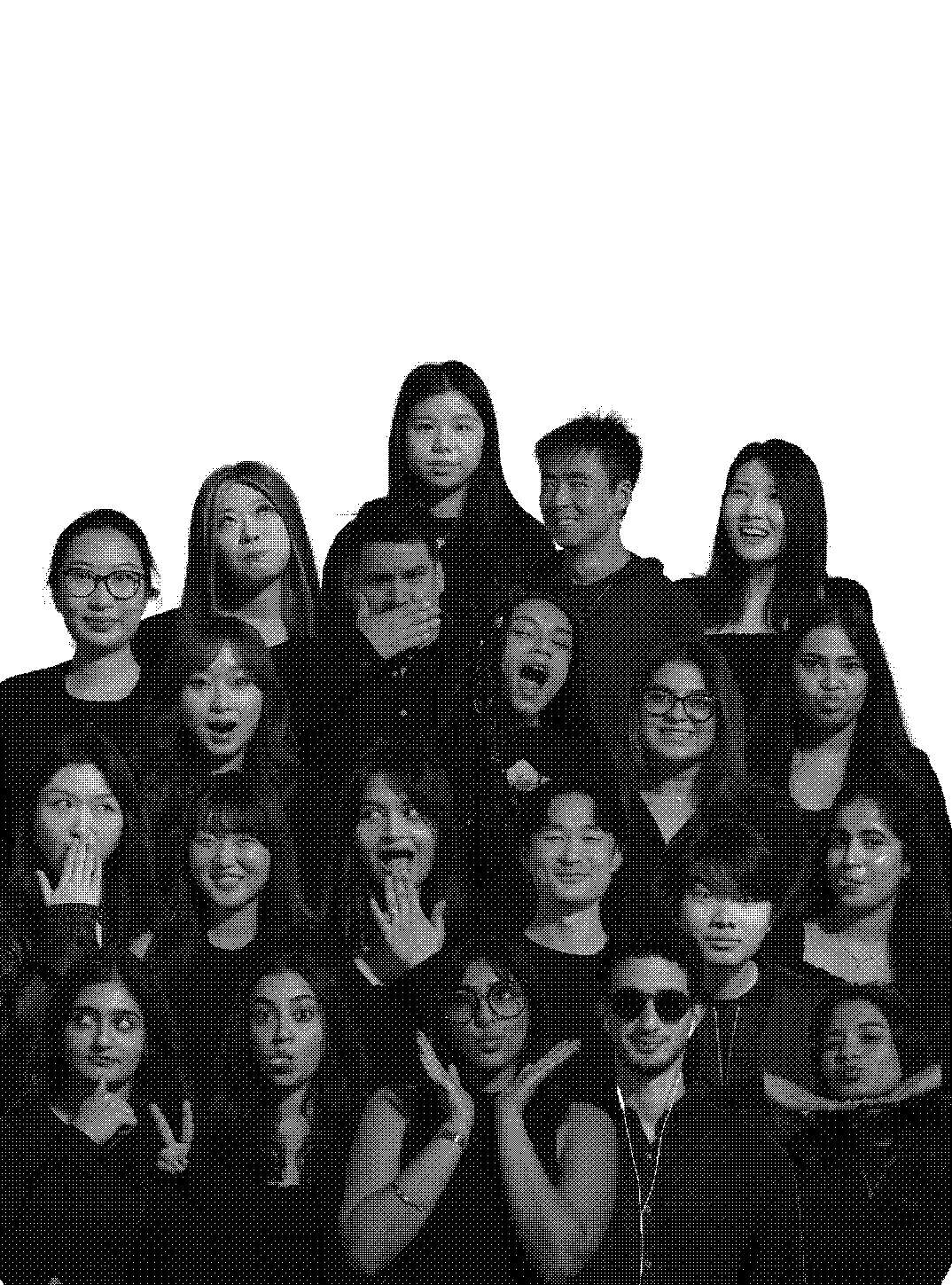 The same portraits cut out, stacked and halftoned