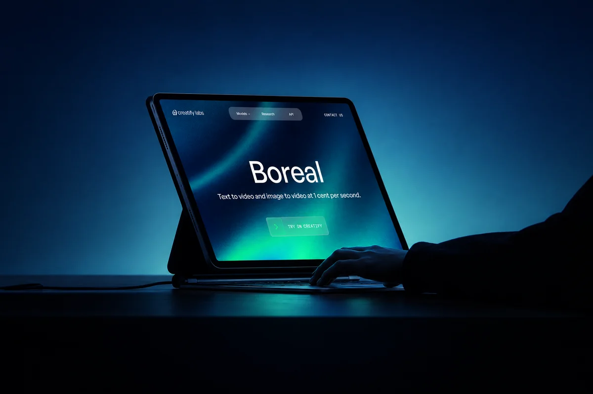 Boreal, the first Creatify Labs model, on its launch page