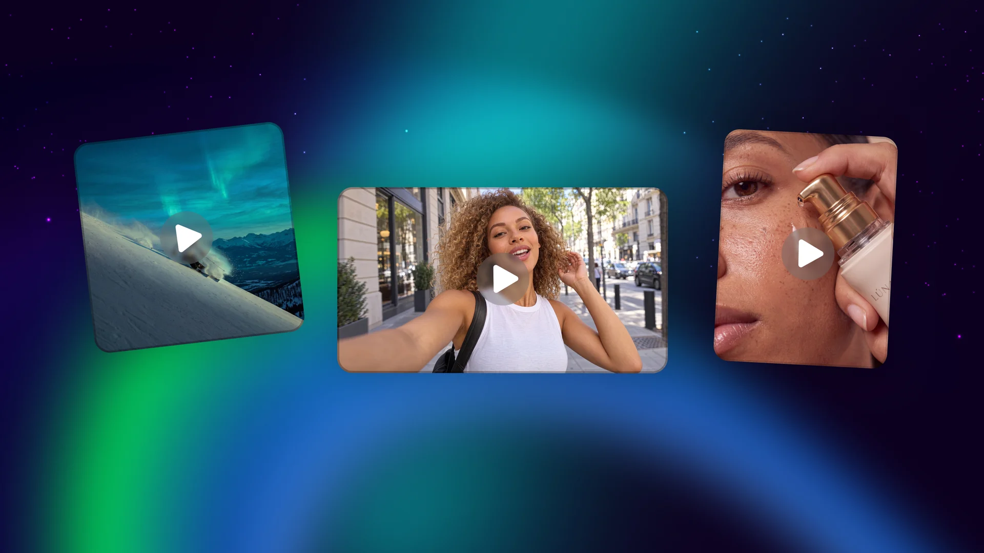 A background in use behind product video thumbnails