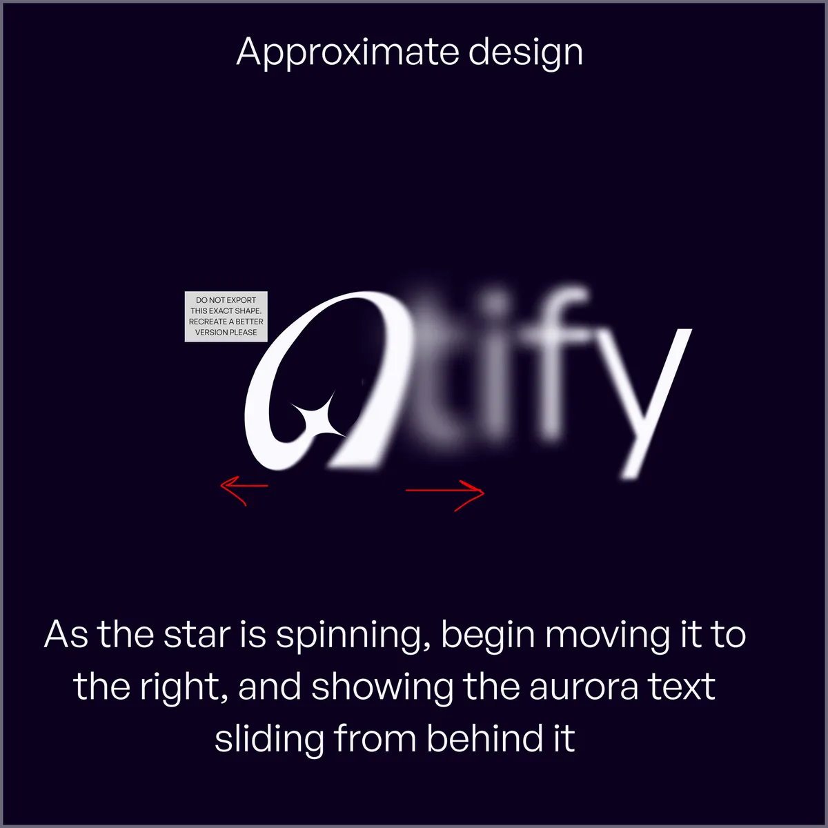 Storyboard: the star moves right as the wordmark slides out from behind it