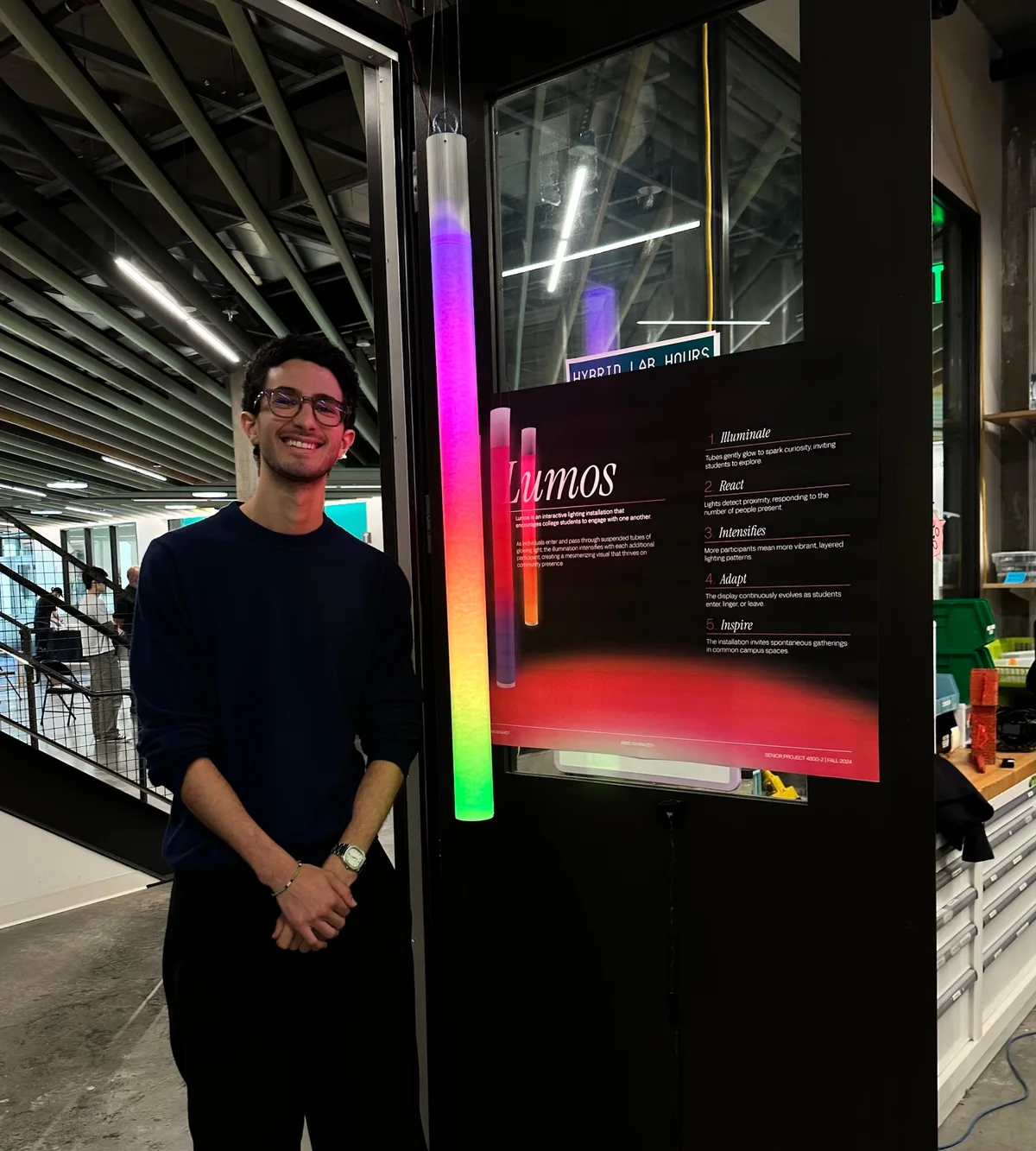 Abed next to Lumos, the first tube, at the end of fall 2024