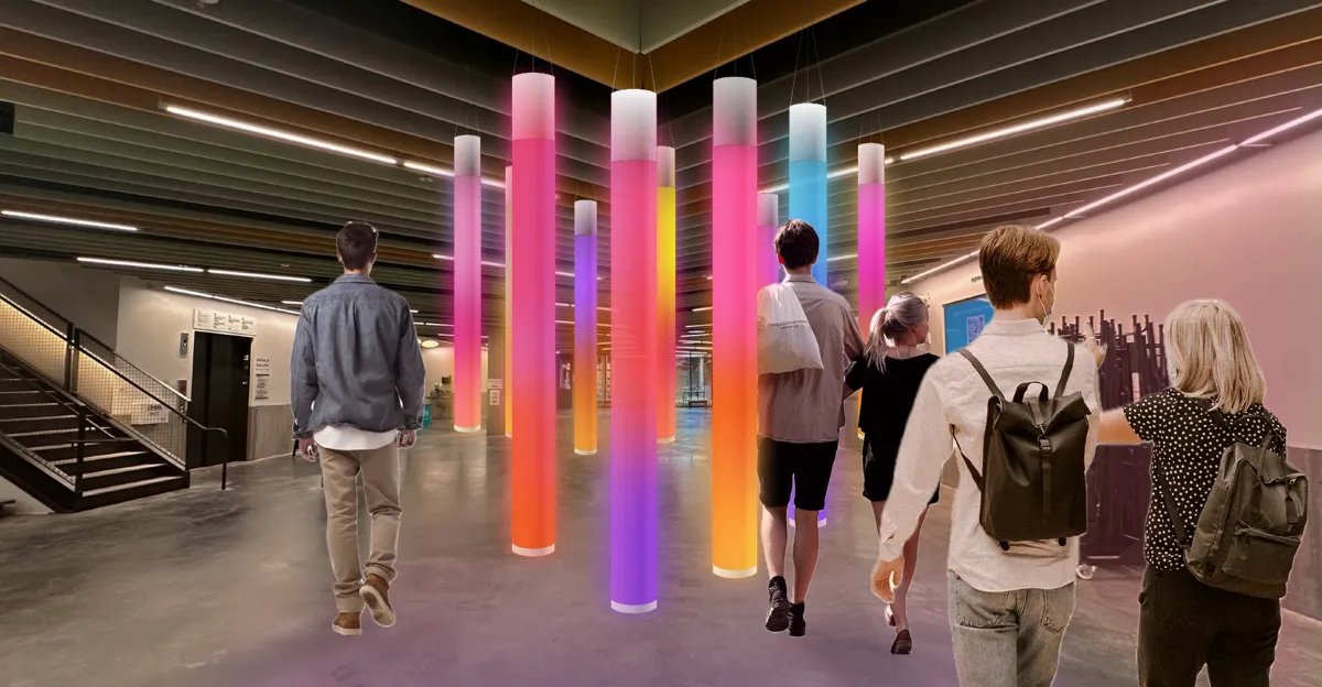 Concept render: tubes glowing as people walk through