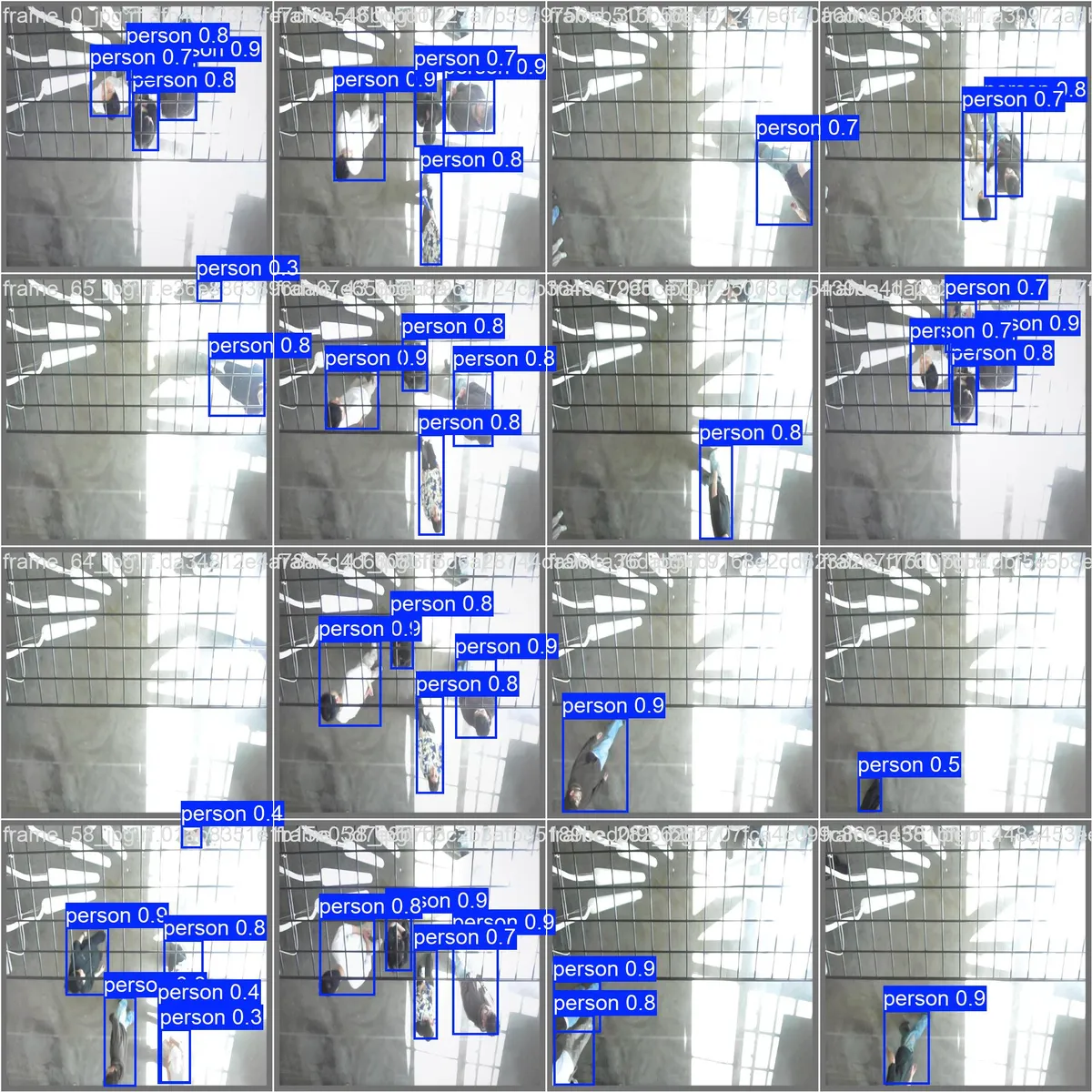Training batch of top-down camera photos with predicted boxes