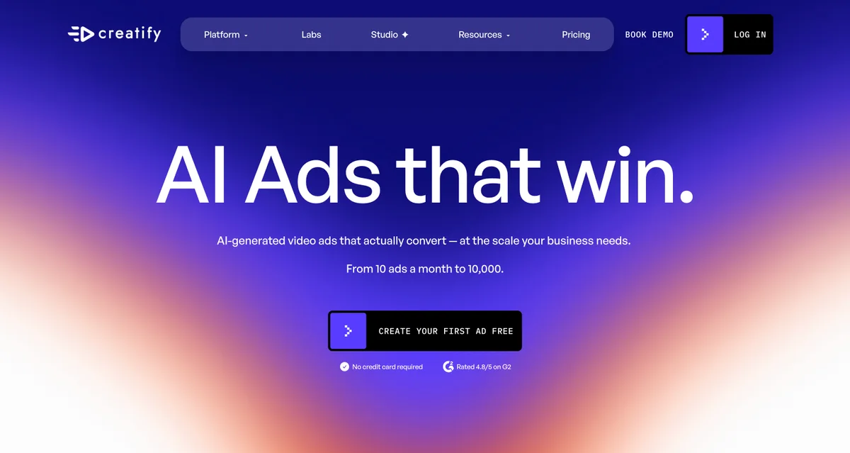 creatify.ai homepage: AI Ads that win